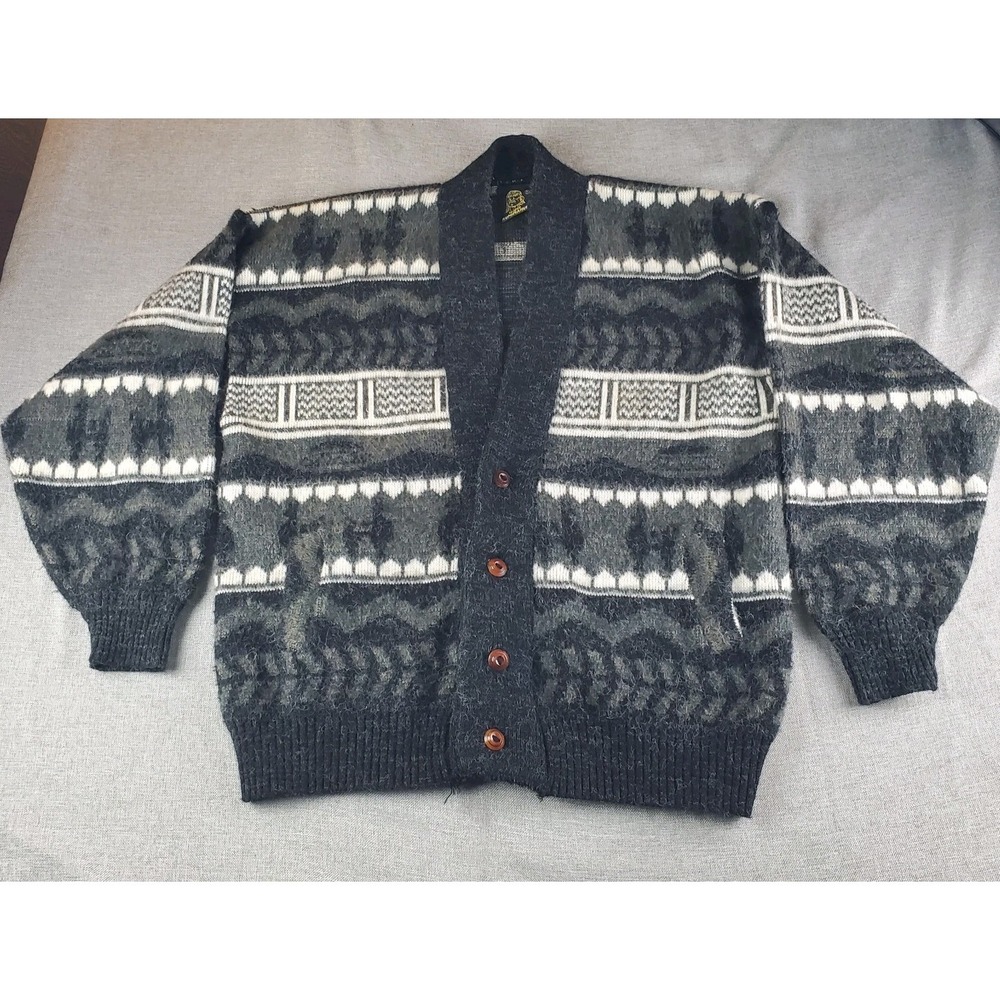 Tejidos Ruminahui Sweater Mens XL Wool Cardigan Button Front V Neck Pockets